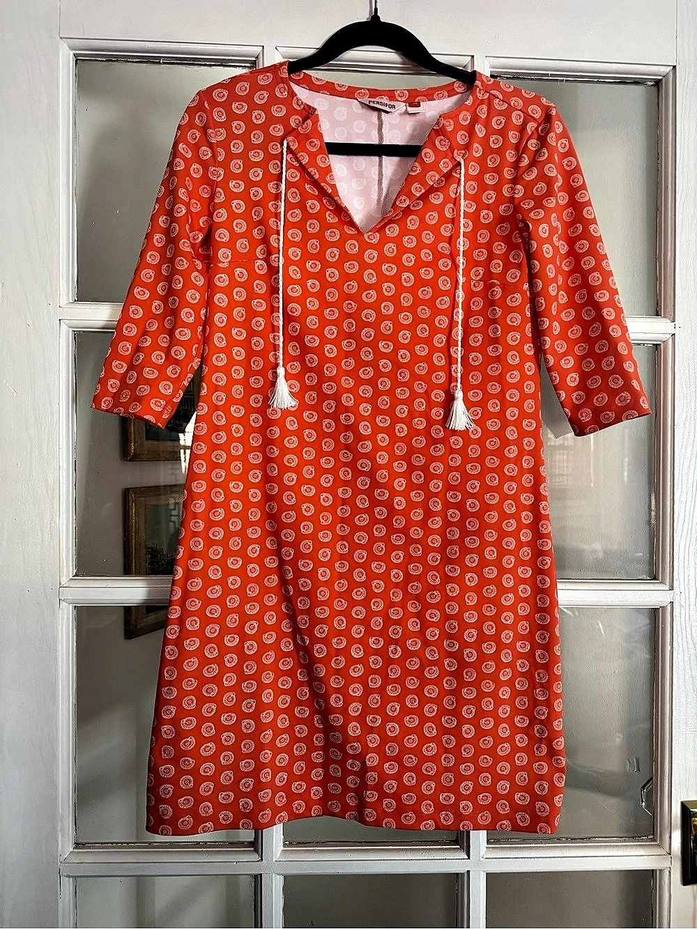Persifor Winthrop Dress Shell print in Orange & White Size XS